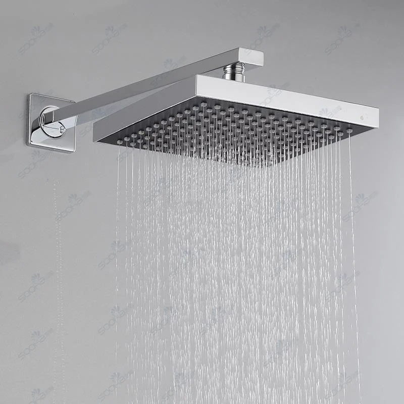 Modern Square Fixed Shower Head with Shower Arm Stainless Steel Wall-Mount Showerhead -Bathlova