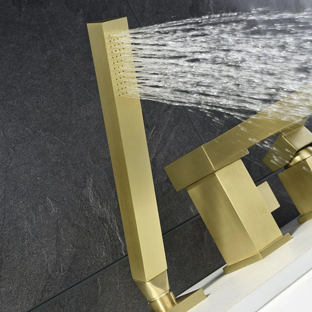 Modern Square Low Arc Tap with Hand Shower Bathtub Tap -Bathlova