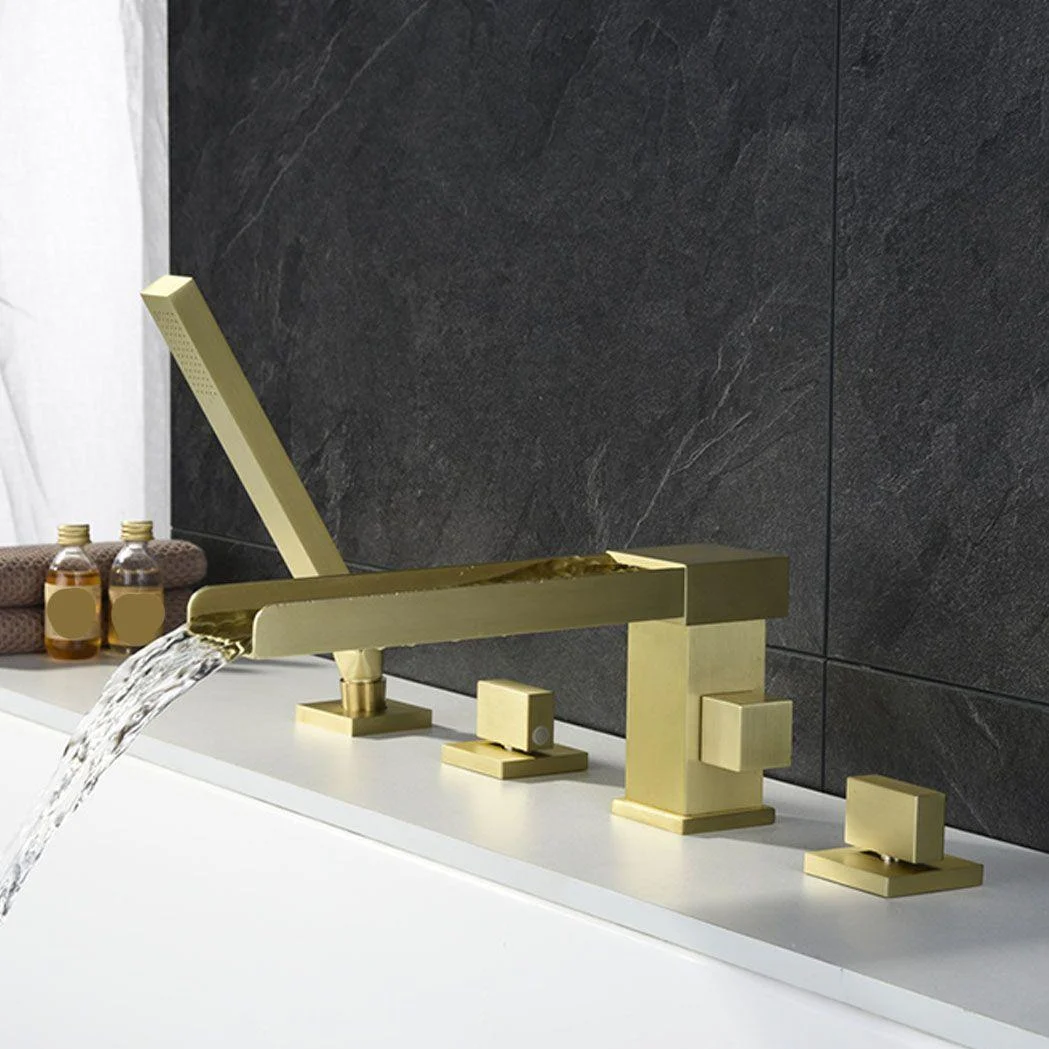 Modern Square Low Arc Tap with Hand Shower Bathtub Tap -Bathlova