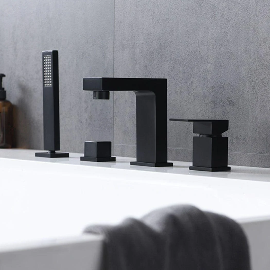 Modern Square Low Arc Tap with Hand Shower Bathtub Tap -Bathlova