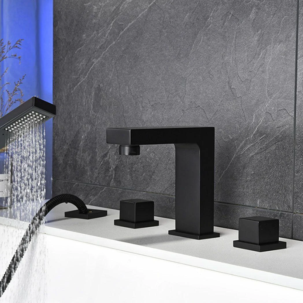 Modern Square Low Arc Tap with Hand Shower Bathtub Tap -Bathlova