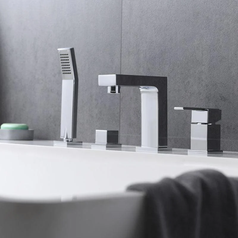 Modern Square Low Arc Tap with Hand Shower Bathtub Tap -Bathlova