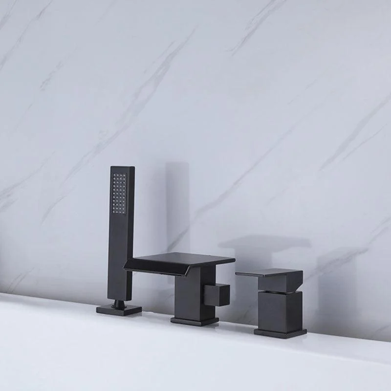 Modern Square Low Arc Tap with Hand Shower Bathtub Tap -Bathlova