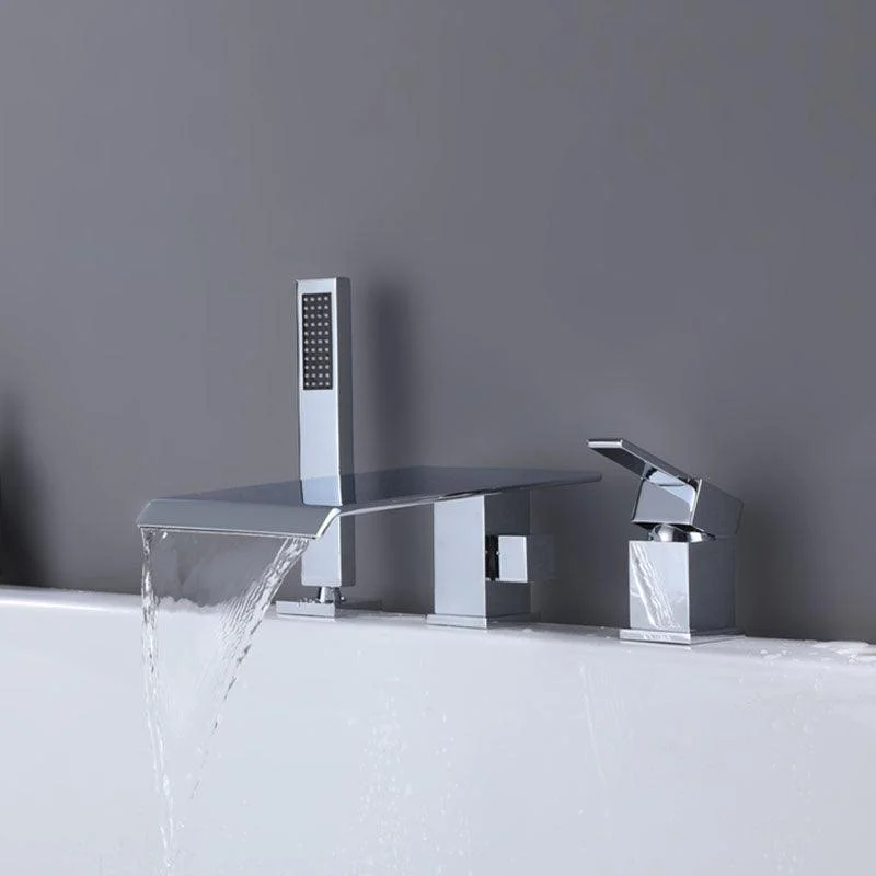 Modern Square Low Arc Tap with Hand Shower Bathtub Tap -Bathlova