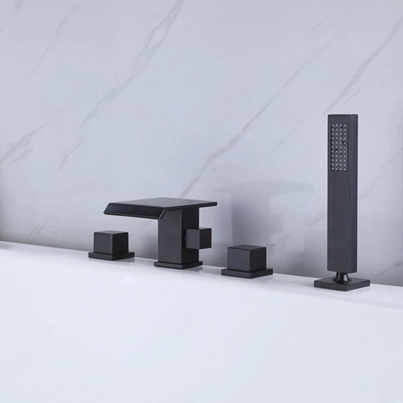 Modern Square Low Arc Tap with Hand Shower Bathtub Tap -Bathlova