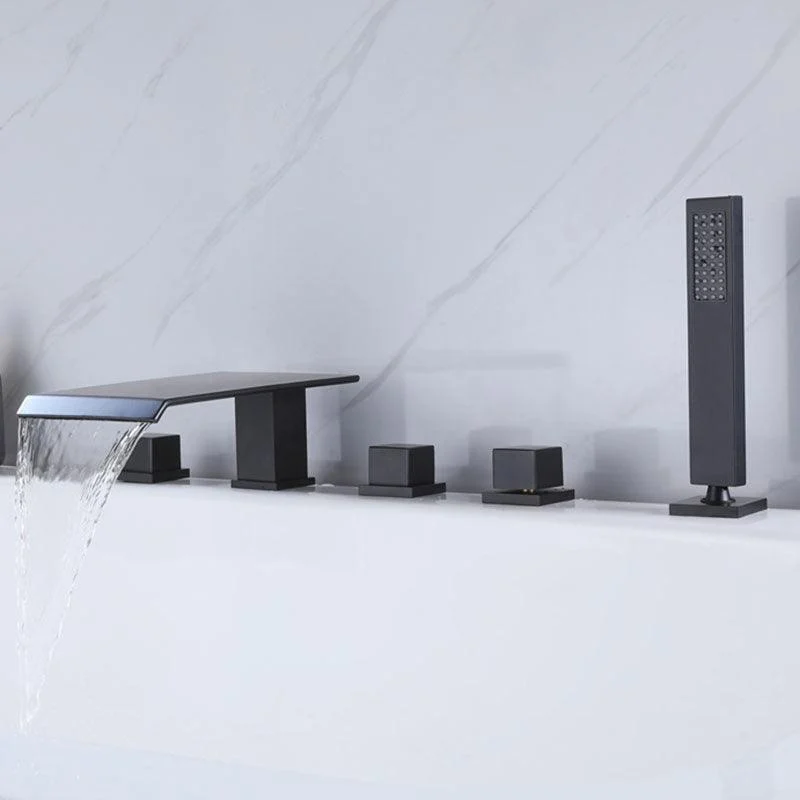 Modern Square Low Arc Tap with Hand Shower Bathtub Tap -Bathlova