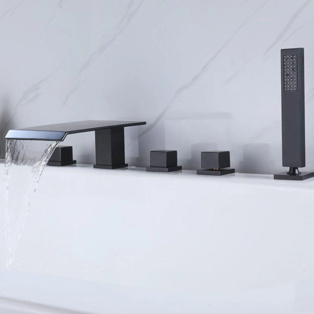 Modern Square Low Arc Tap with Hand Shower Bathtub Tap -Bathlova