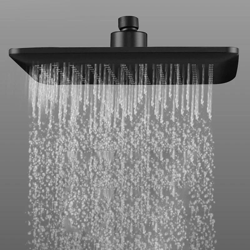 Modern Square Matte Black Shower Head Rain Fall Shower Head Combo -Bathlova