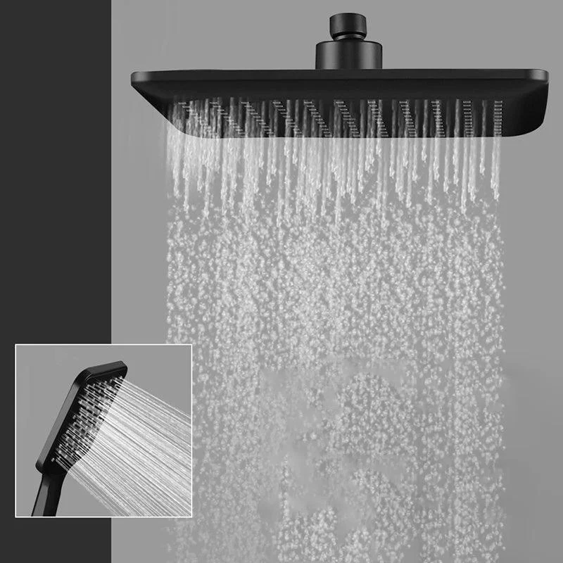 Modern Square Matte Black Shower Head Rain Fall Shower Head Combo -Bathlova