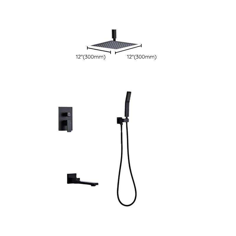 Modern Square Swivel Shower Metal Shower Head Shower Tap On Wall in Black -Bathlova