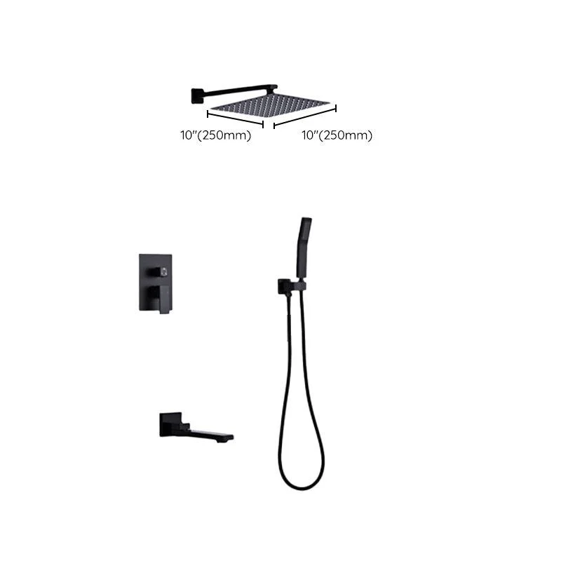 Modern Square Swivel Shower Metal Shower Head Shower Tap On Wall in Black -Bathlova