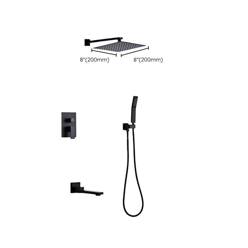 Modern Square Swivel Shower Metal Shower Head Shower Tap On Wall in Black -Bathlova