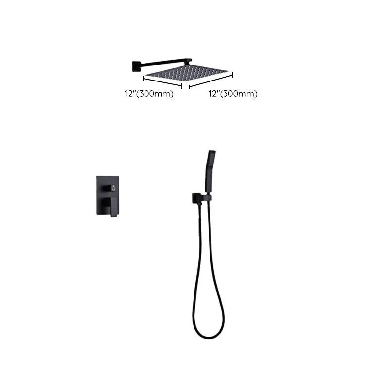 Modern Square Swivel Shower Metal Shower Head Shower Tap On Wall in Black -Bathlova