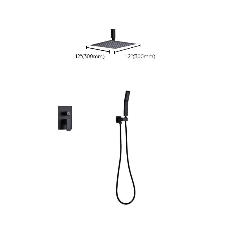 Modern Square Swivel Shower Metal Shower Head Shower Tap On Wall in Black -Bathlova