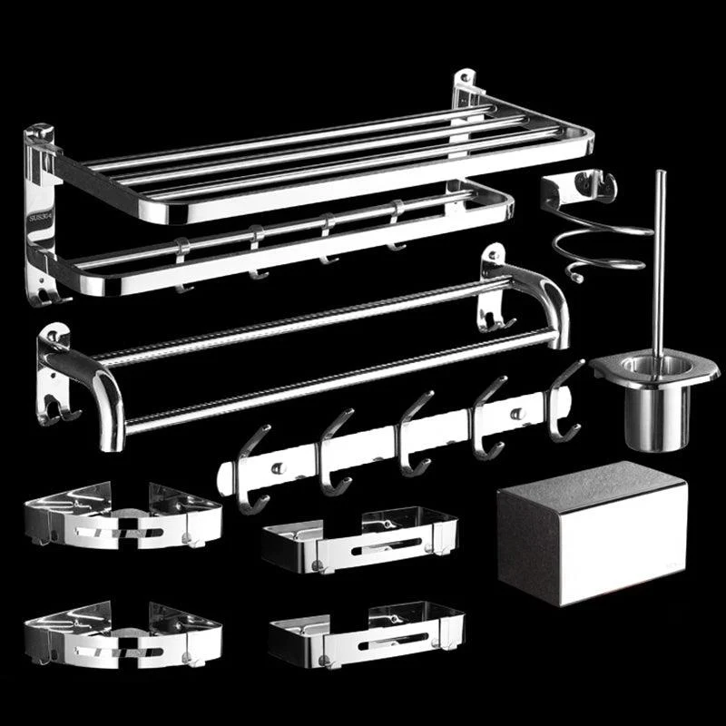 Modern Stainless Steel Bath Hardware Set Sliver Bathroom Accessory Kit -Bathlova