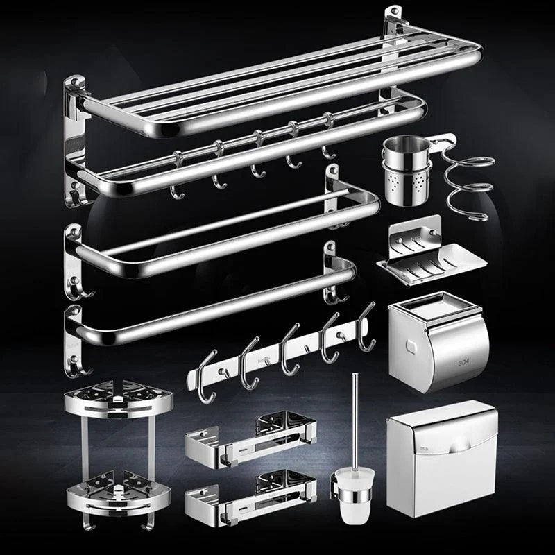 Modern Stainless Steel Bath Shelf Paper Holder Bathroom Accessory Kit -Bathlova