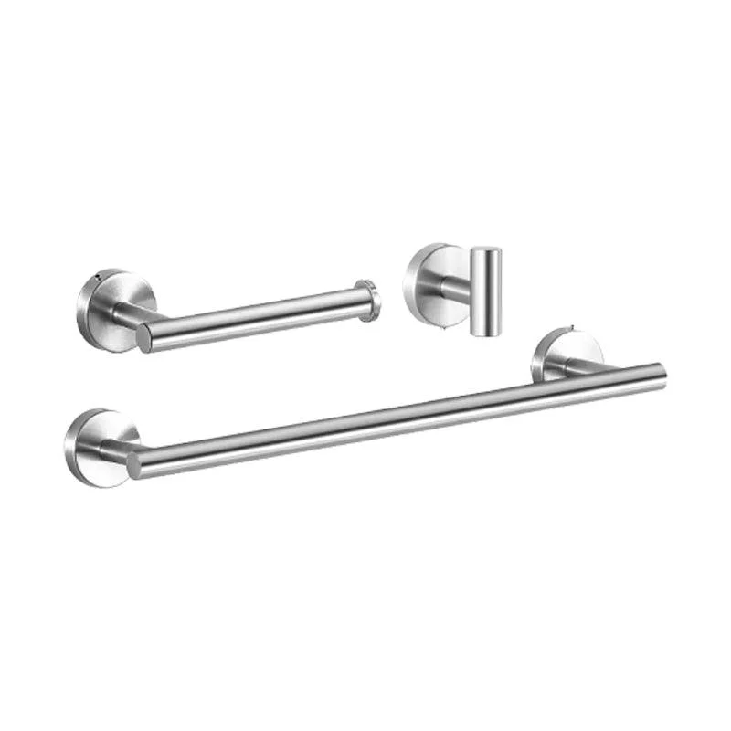 Modern Stainless Steel Bathroom Hardware Set Brushed Chrome Towel Bar/Ring & Robe Hooks -Bathlova