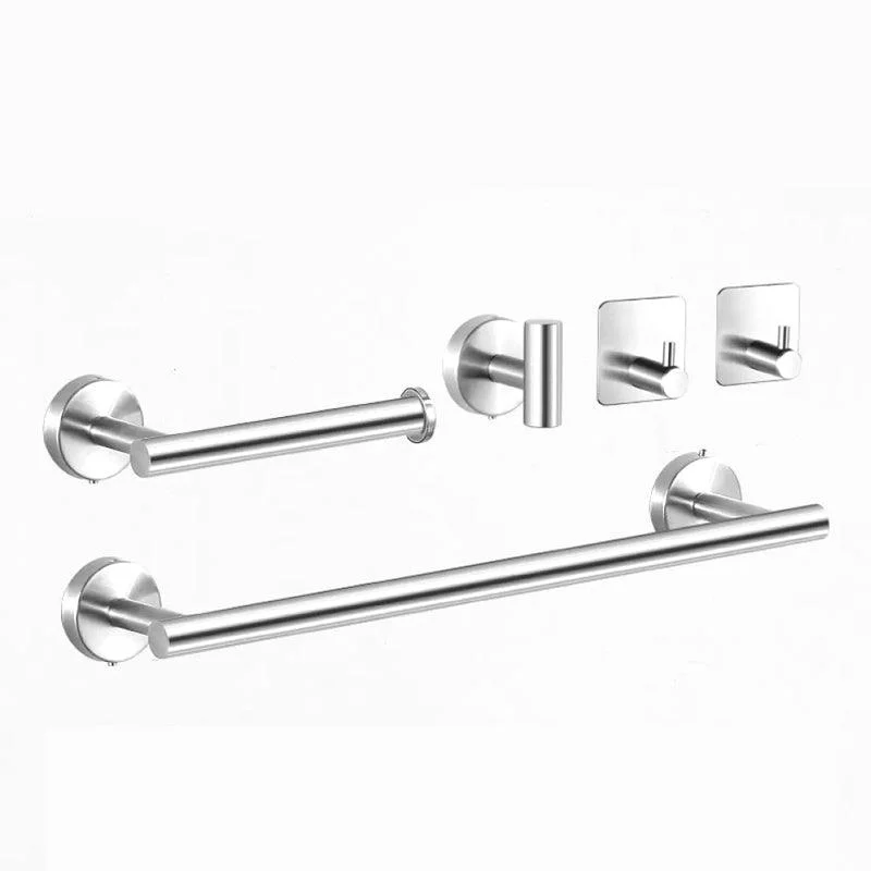 Modern Stainless Steel Bathroom Hardware Set Brushed Chrome Towel Bar/Ring & Robe Hooks -Bathlova