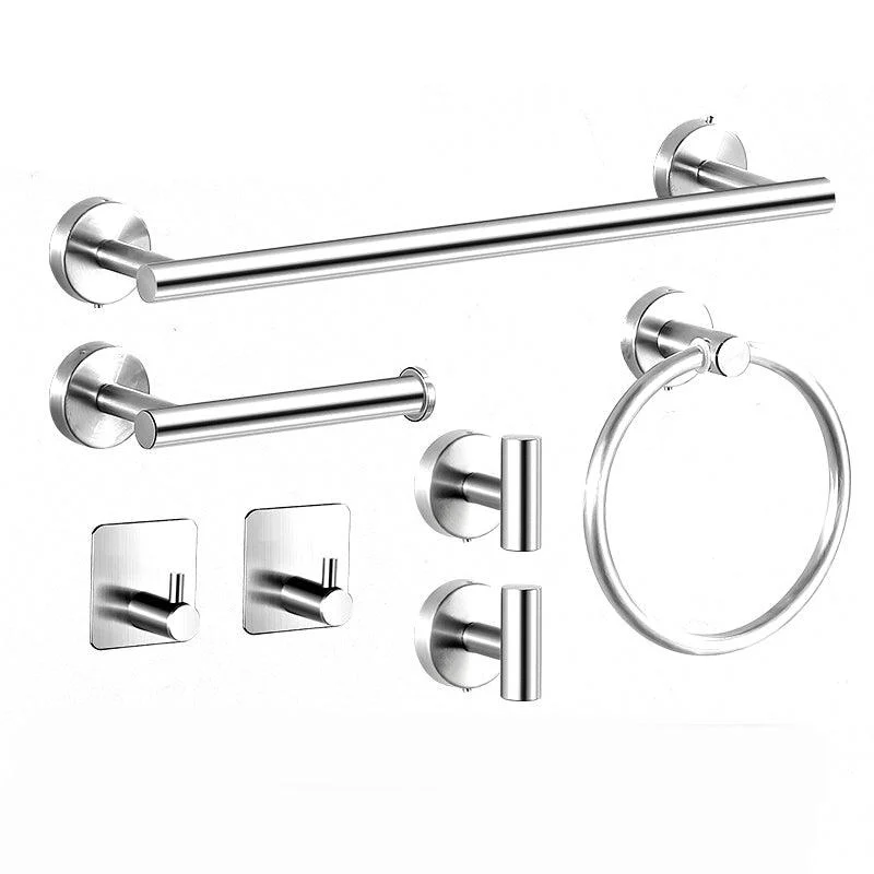 Modern Stainless Steel Bathroom Hardware Set Brushed Chrome Towel Bar/Ring & Robe Hooks -Bathlova