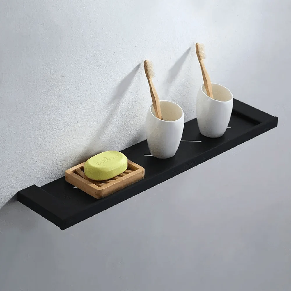 Modern Stainless Steel Bathroom Shelf in Matte Black - Wall Mounted -Bathlova