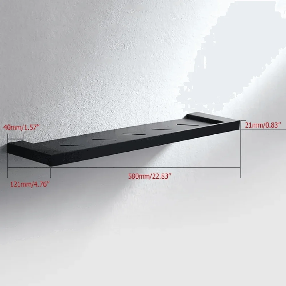 Modern Stainless Steel Bathroom Shelf in Matte Black - Wall Mounted -Bathlova