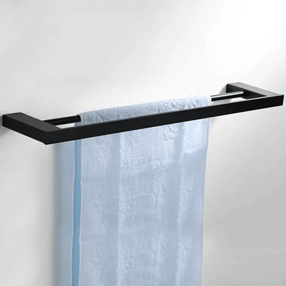 Modern Stainless Steel Double-Rod Towel Bar in Matte Black - Wall Mount -Bathlova