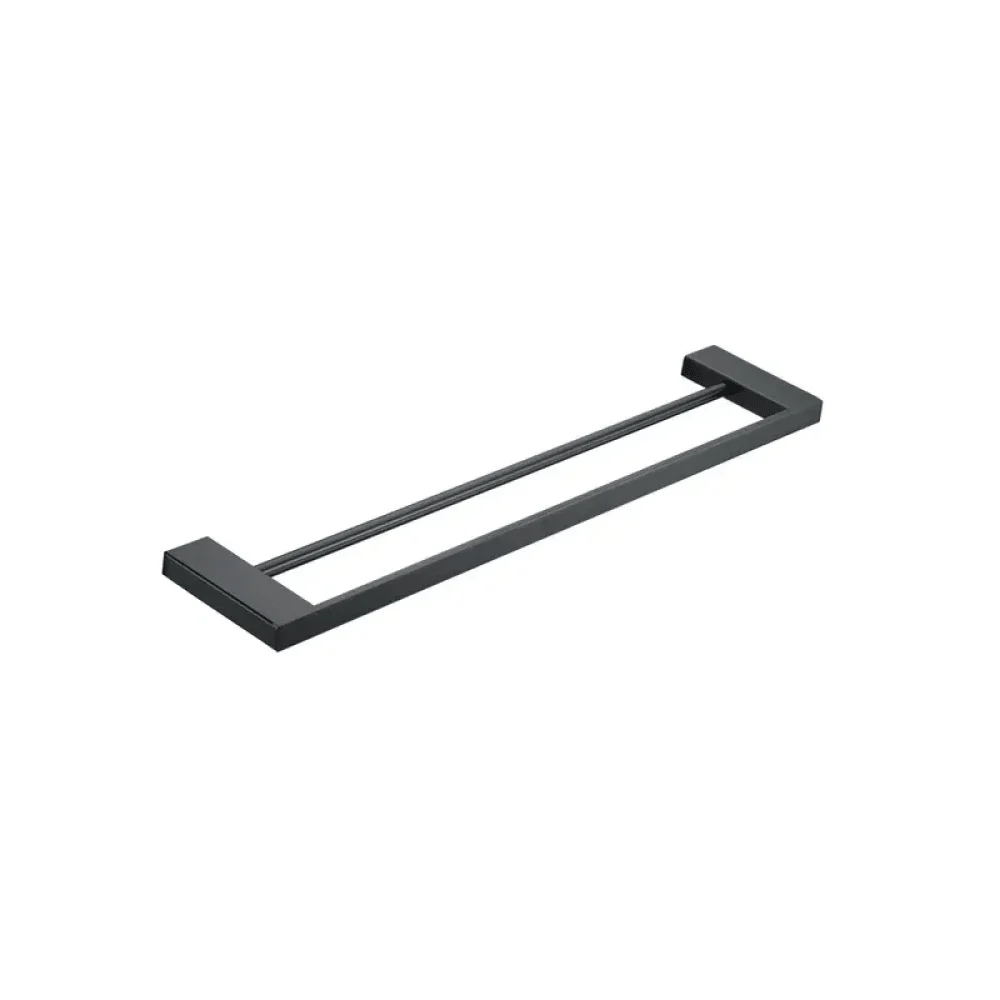 Modern Stainless Steel Double-Rod Towel Bar in Matte Black - Wall Mount -Bathlova