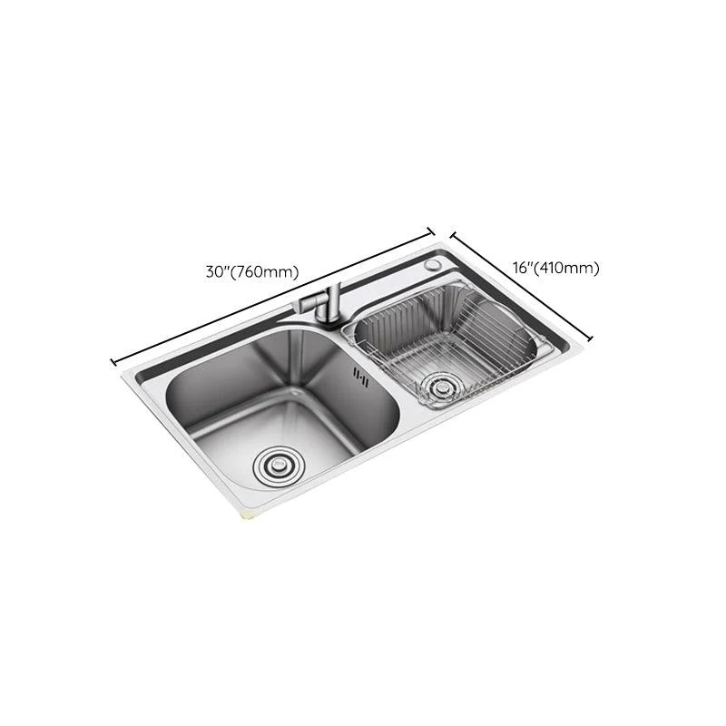 Modern Stainless Steel Kitchen Sink Double Sink Kitchen Sink with Basket Strainer -Bathlova