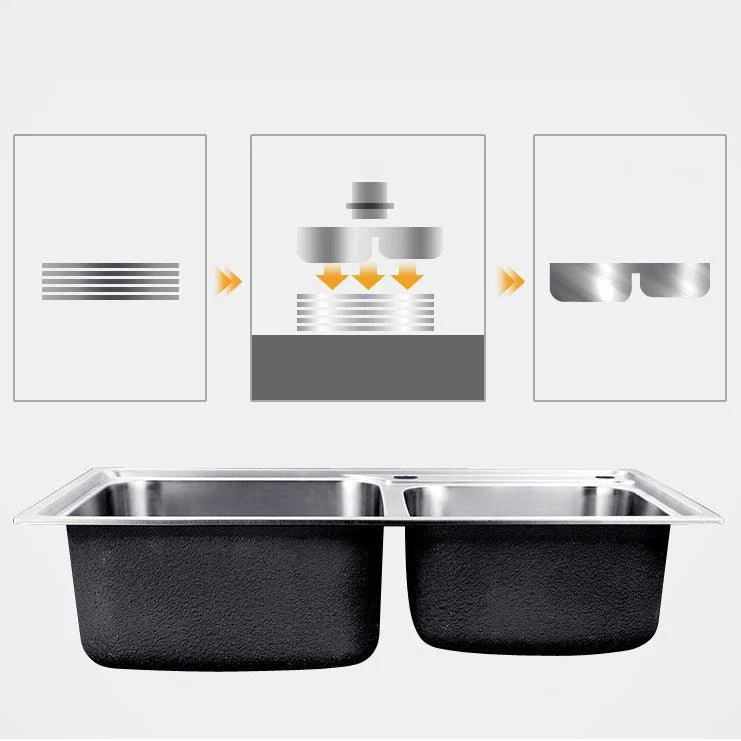 Modern Stainless Steel Kitchen Sink Double Sink Kitchen Sink with Basket Strainer -Bathlova