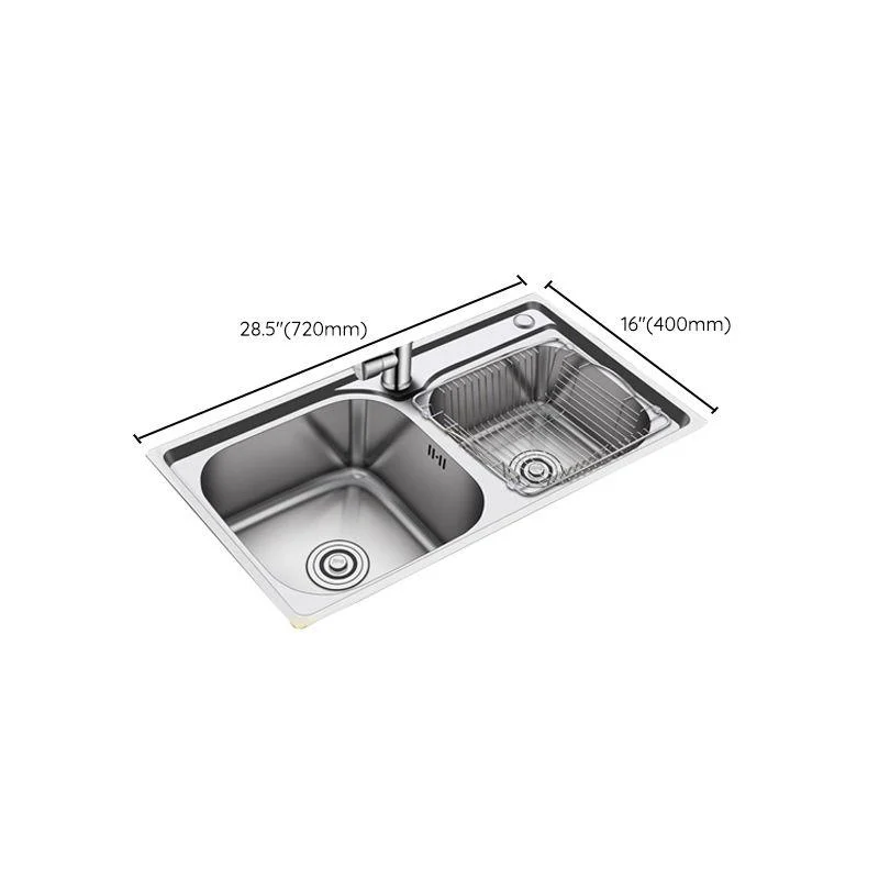 Modern Stainless Steel Kitchen Sink Double Sink Kitchen Sink with Basket Strainer -Bathlova