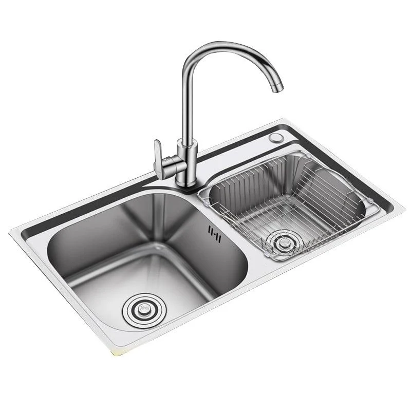 Modern Stainless Steel Kitchen Sink Double Sink Kitchen Sink with Basket Strainer -Bathlova