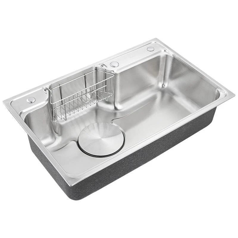 Modern Stainless Steel Sink Overflow Hole Kitchen Sink with Drain Strainer Kit -Bathlova