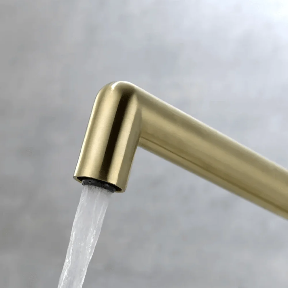 Modern Stainless Steel Swirling-Control Kitchen Tap in Brushed Gold -Bathlova