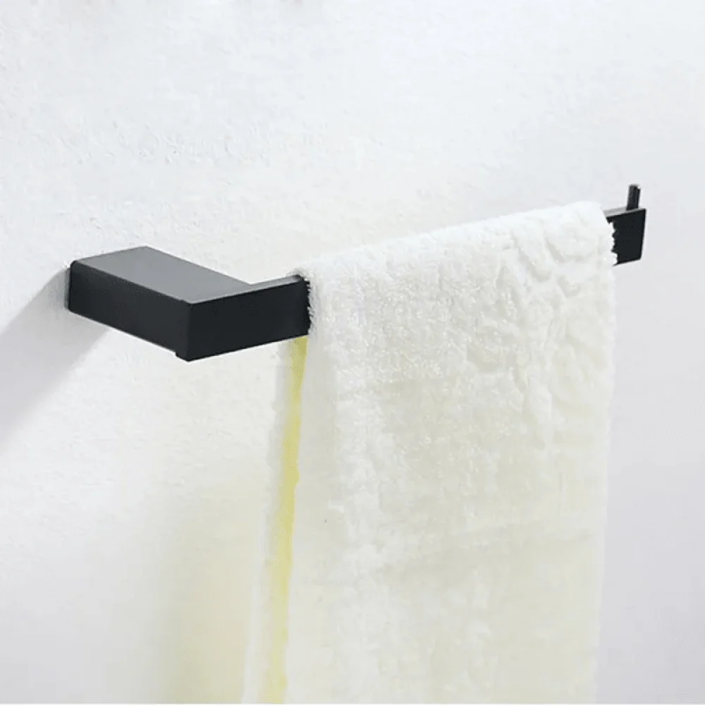 Modern Stainless Steel Towel Ring in Matte Black - Wall Mounted -Bathlova