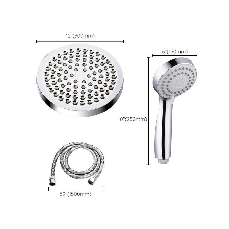 Modern Standard Double Shower Set Round Metal Adjustable Spray Pattern Showerhead -Bathlova