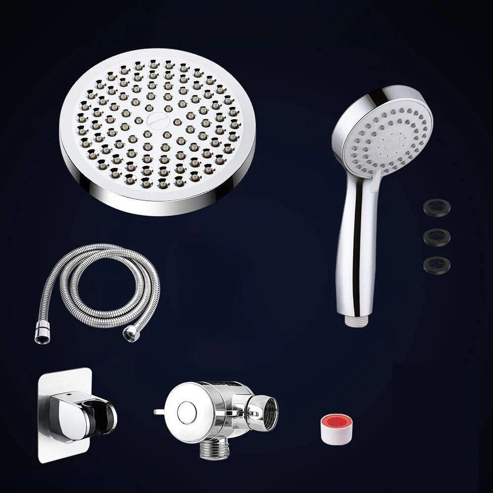 Modern Standard Double Shower Set Round Metal Adjustable Spray Pattern Showerhead -Bathlova