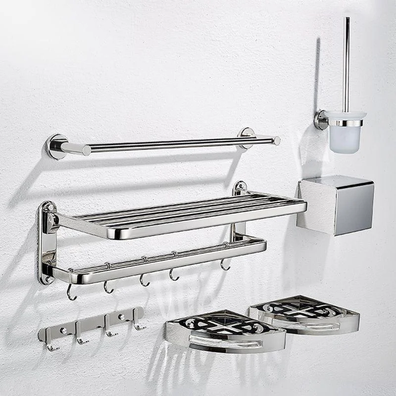 Modern Steel Bath Hardware Set Sliver Bathroom Accessory Kit -Bathlova