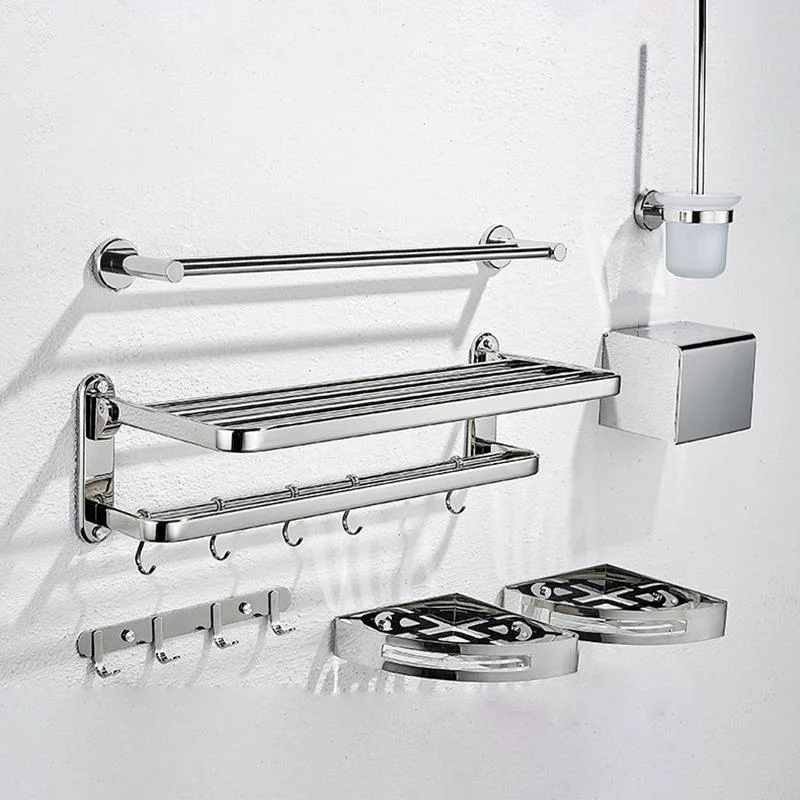 Modern Steel Bath Hardware Set Sliver Bathroom Accessory Kit -Bathlova