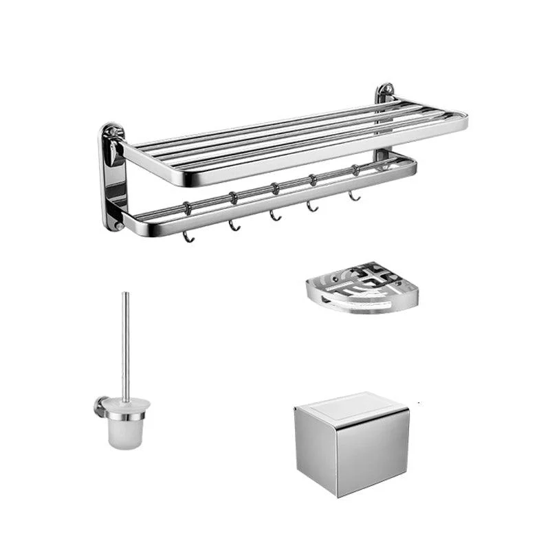 Modern Steel Bath Hardware Set Sliver Bathroom Accessory Kit -Bathlova