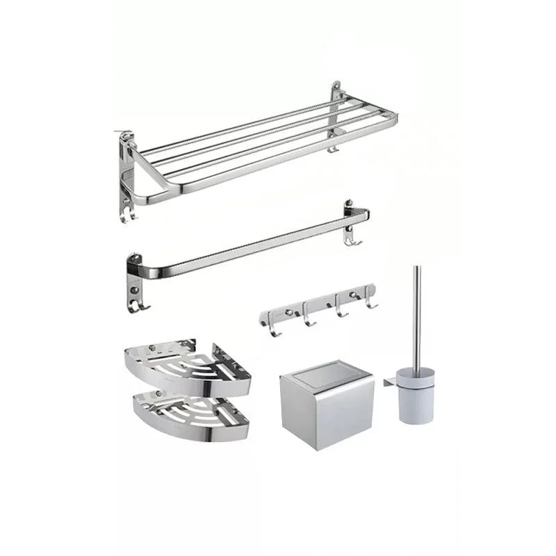 Modern Steel Bath Hardware Set Sliver Bathroom Accessory Kit -Bathlova