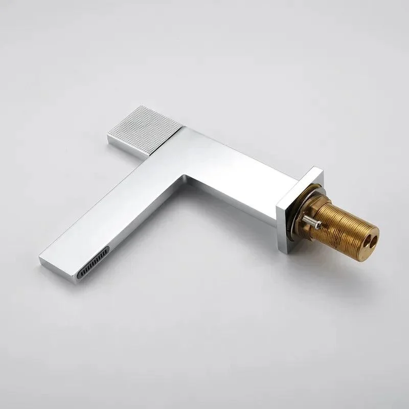 Modern Straight Flat Bathroom Sink Tap with Single Hole -Bathlova