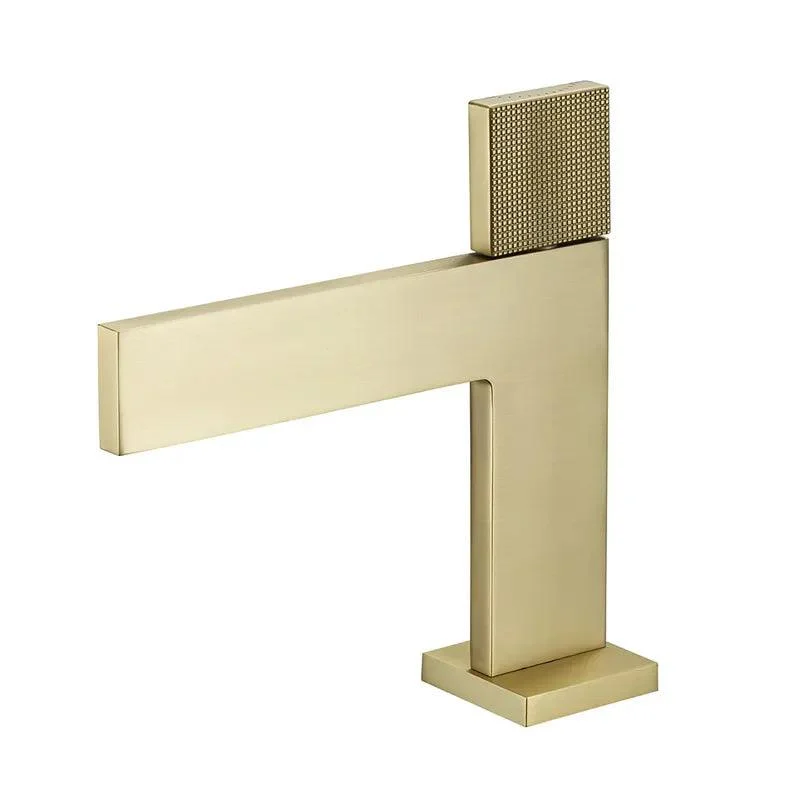 Modern Straight Flat Bathroom Sink Tap with Single Hole -Bathlova