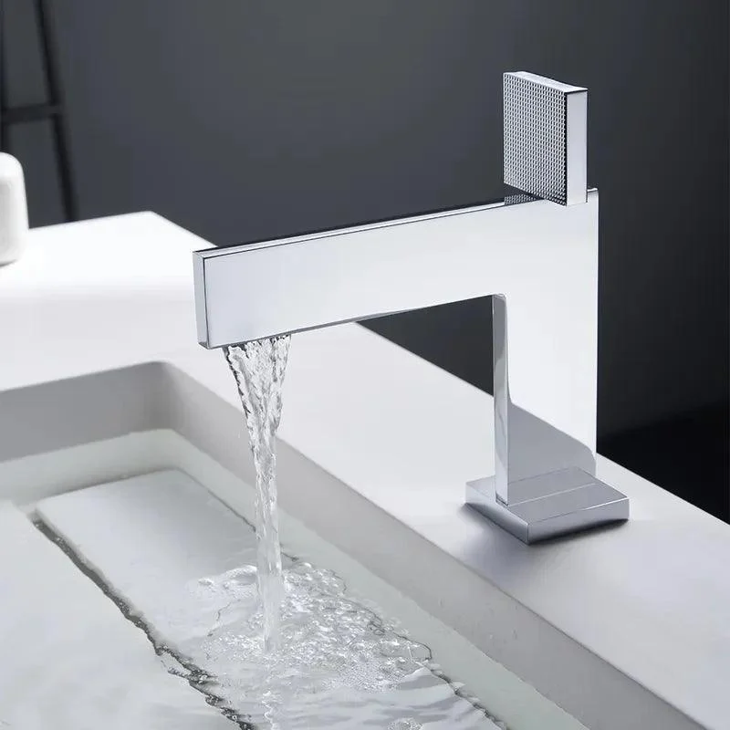 Modern Straight Flat Bathroom Sink Tap with Single Hole -Bathlova