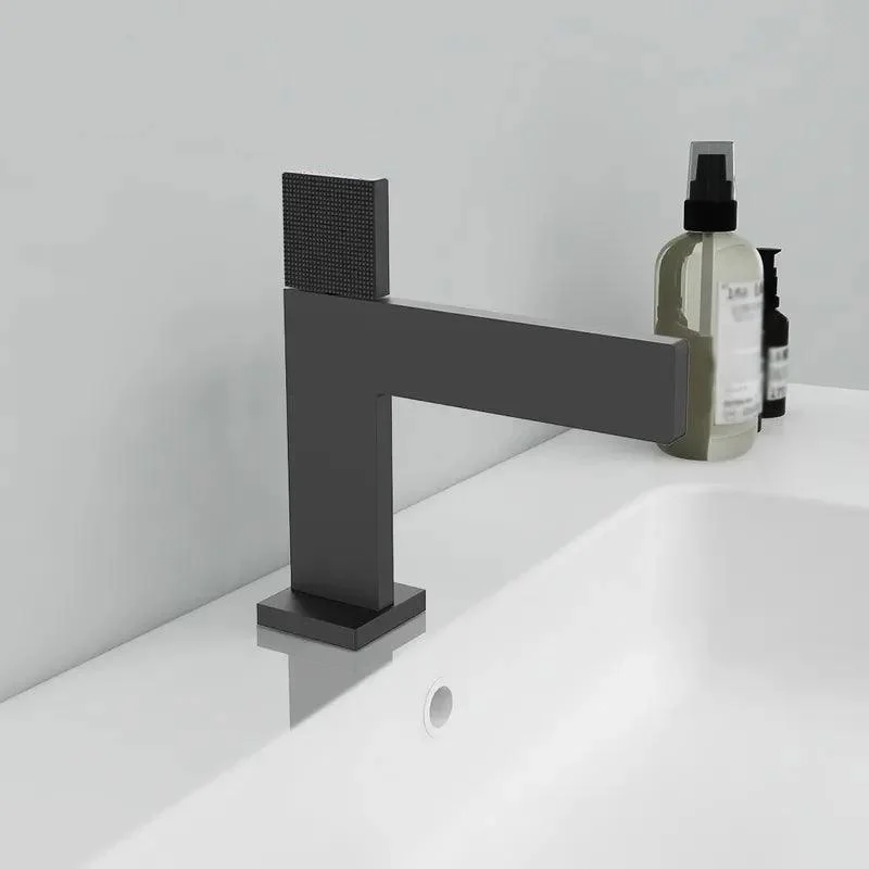 Modern Straight Flat Bathroom Sink Tap with Single Hole -Bathlova