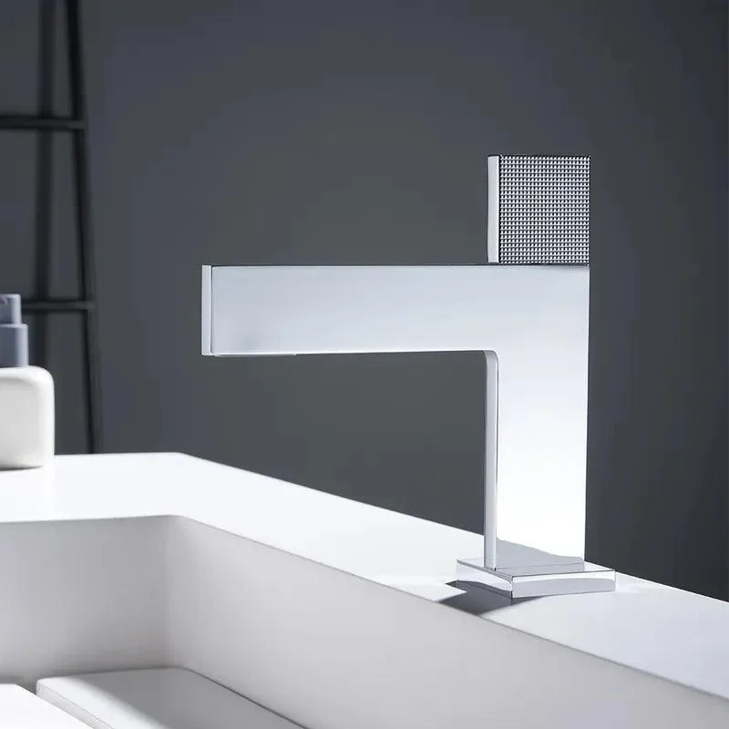 Modern Straight Flat Bathroom Sink Tap with Single Hole -Bathlova