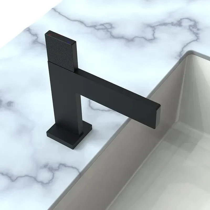 Modern Straight Flat Bathroom Sink Tap with Single Hole -Bathlova