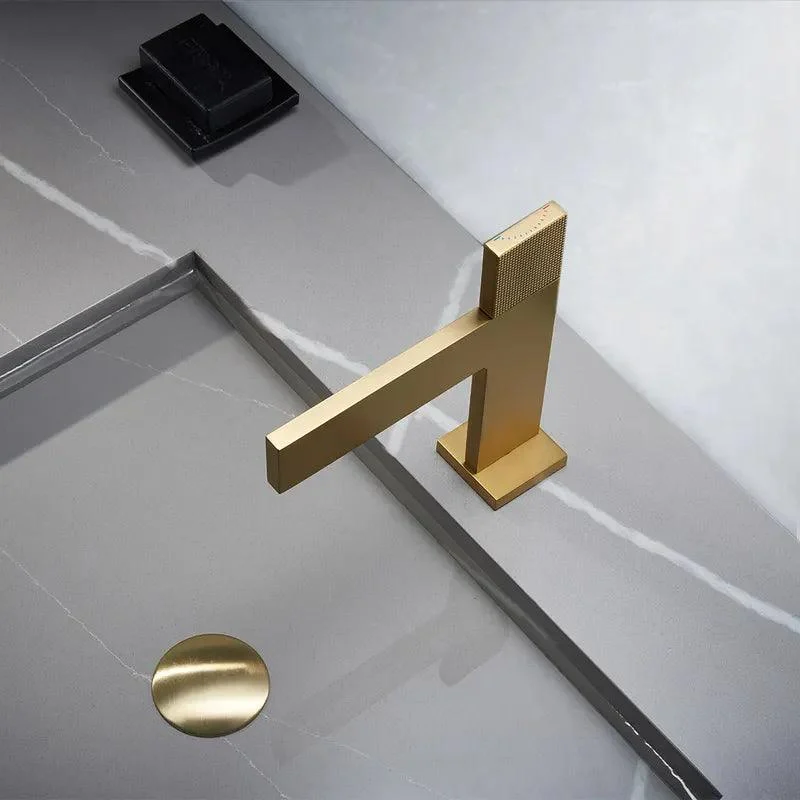 Modern Straight Flat Bathroom Sink Tap with Single Hole -Bathlova