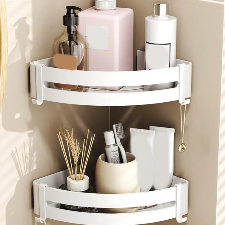 Modern Style Bathroom Accessory Set with Bath Shelf/Towel Bar/Toilet Brush in White -Bathlova