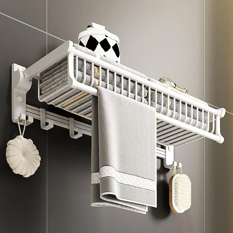 Modern Style Bathroom Accessory Set with Bath Shelf/Towel Bar/Toilet Brush in White -Bathlova