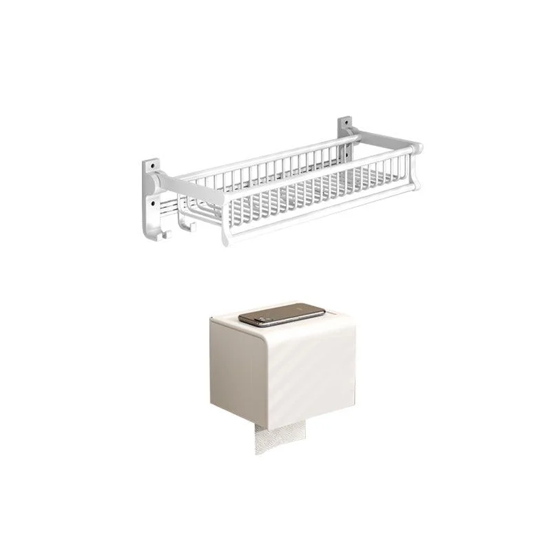 Modern Style Bathroom Accessory Set with Bath Shelf/Towel Bar/Toilet Brush in White -Bathlova